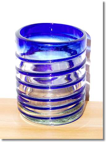 Glas Rayas Azul Mediano - Artesania Mexicana - Mexikanische Handwerkskunst (#2036)